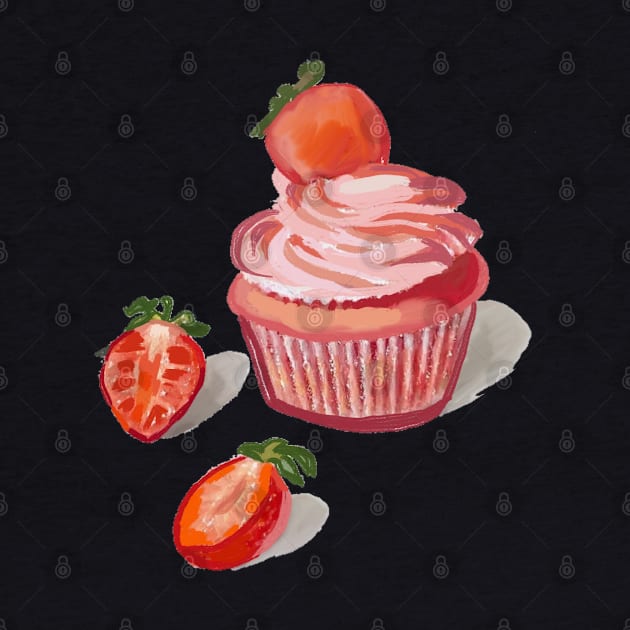 Strawberry Cupcakes by Art by Ergate